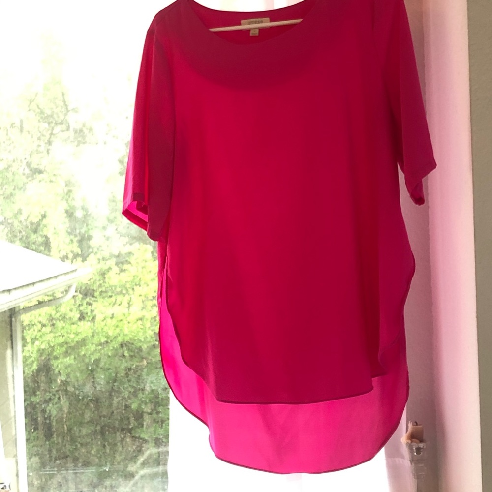 Sheer, women’s blouse. Hot pink, lose fitting